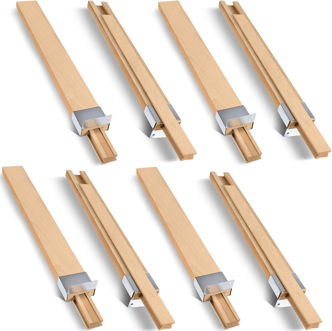 Maitys Wooden Drawer Slides Bottom Mount Classic Center Guide Track with Metal Slide Glides Traditional Wood Drawer Rails for Dresser Replacement(16 Inches,8 Pcs)