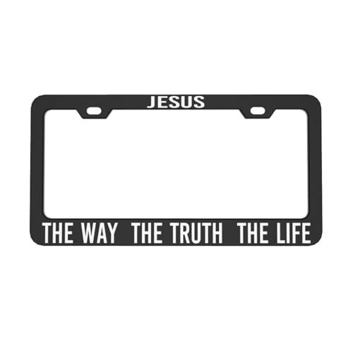 Jesus License Plate Frames, The Way The Truth The Life License Plate Cover Holder, Christian Car Accessories, Aluminum Auto Tags Cover 2 Holes Screws 6 X 12 in