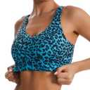 RUNNING GIRL High Impact Sports Bras for Women,Racerback Running Bra Workout Crop Tank Tops Longline Sports Bra Push up (Large, Green Leopard Multi)