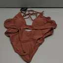 ZAFUL Women's Tie Back Padded High Cut Bralette Bikini Set Two Piece Swimsuit, Medium