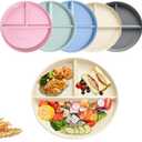 Unbreakable Divided Dinner Plate Set of 5, Wheat Straw Plates BPA Free 9 Inch, Portion Control Plate Healthy Eating & Bariatric Diet Divided Plates, Dinner Diet Plates for Kids
