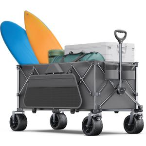 440Lbs Collapsible Wagon Cart with Big Wheels,Utility Wagons with Weight Capacity,Heavy Duty Wagon with Excellent Steering,Ideal for Camping,Gargen,Transport,Outdoor Sports
