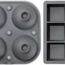 Samuelworld Large Silicone Premium Ice Trays, 2-Pack Combo, 2 Inches Big Cubes & 2.5 Inches Sphere Ice Molds - BPA Free, Craft Ice Maker for Gifting, Whiskey, Cocktails, Easy Release - Gray