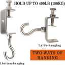 2 9/16In Stainless Steel Small C Clamps + Heavy Duty Metal Threaded Hanging Screw Hook/Open Cup Bolt Hook, With Stable Wide Jaw Opening&Protective Pad/I-Beam Design (2PCS)