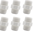 6PCS 3/4 Inch PVC Pipe Fitting Hex Nipple G3/4 Male X G3/4 Male Coupling Adaptor of Thread Plumbing PIPE Connection HE023-3/4