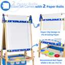Joyooss Art Easel for Kids, Adjustable Standing Kids Easel with Magnetic Whteboard & Chalkboard, Magnetic Board for Kids Art Easel Kids with 2 Paper Rolls, Finger Paints, Letters & Numbers Magnets, 21.26 x 28.35 x 3.15 inches