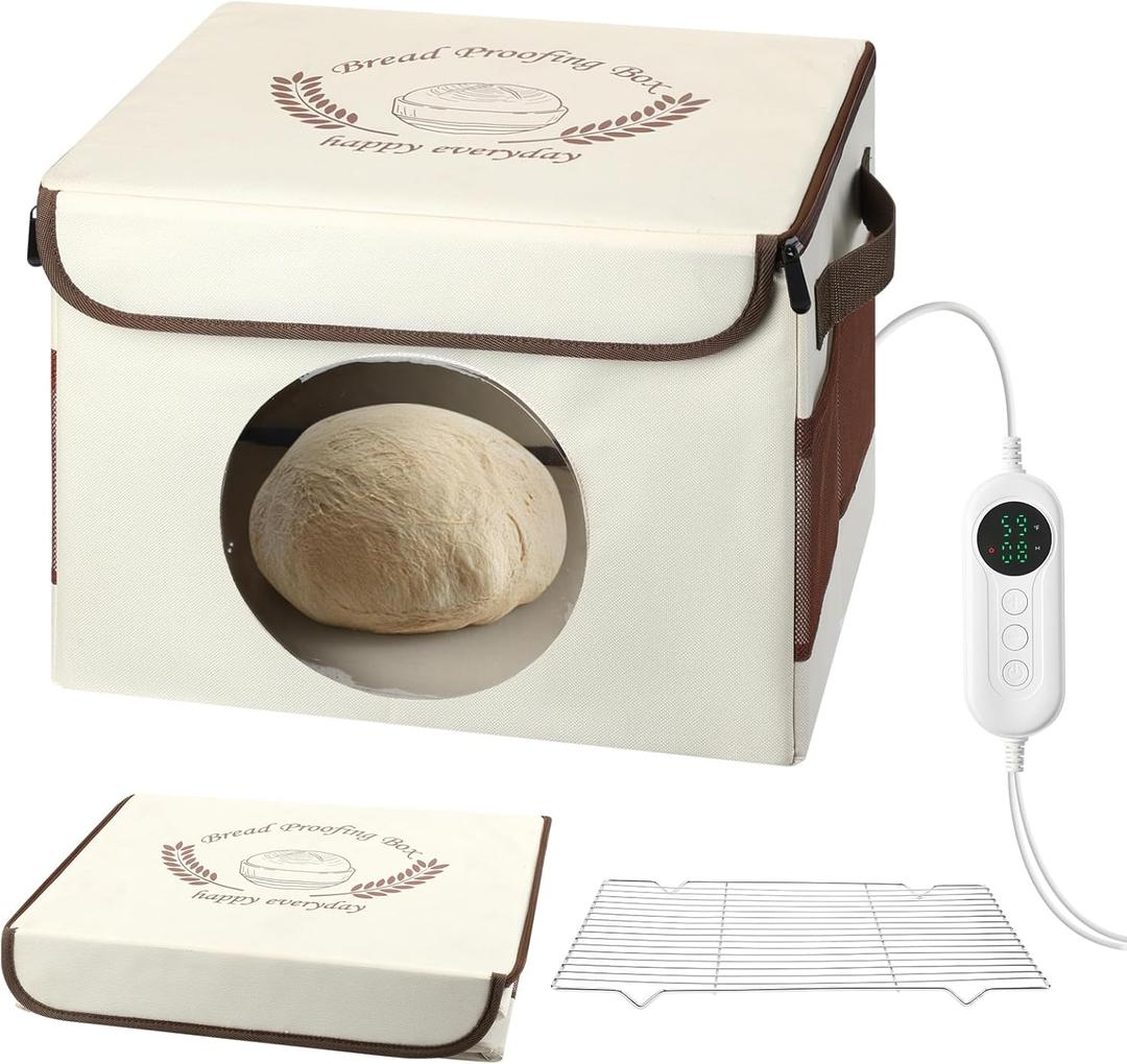 Bread Proofing Box with 86-113 Temp Control & 24H Timer, Dough Proofer with Metal Rack, Proofing Box for Sourdough, Bread Baking, Pizza, Yogurt, Kombucha, Space-Saving