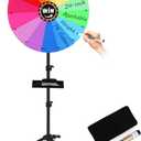 GADFISH 24-inch Spinning Prize Wheel, Ajustable 37"-65" Height Spin Doodle Game Spinner, Storable Prize Wheel Spinner with Stand, Wheel of Fortune Game, 14 Colors