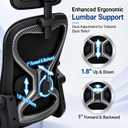 Home Office Desk Chairs, Ergonomic Office Chair with Lumbar Support & 3D Headrest, Computer Desk Chair with Flip-up Armrests, Perfect for Office or Study, Black/Carbon Fiber