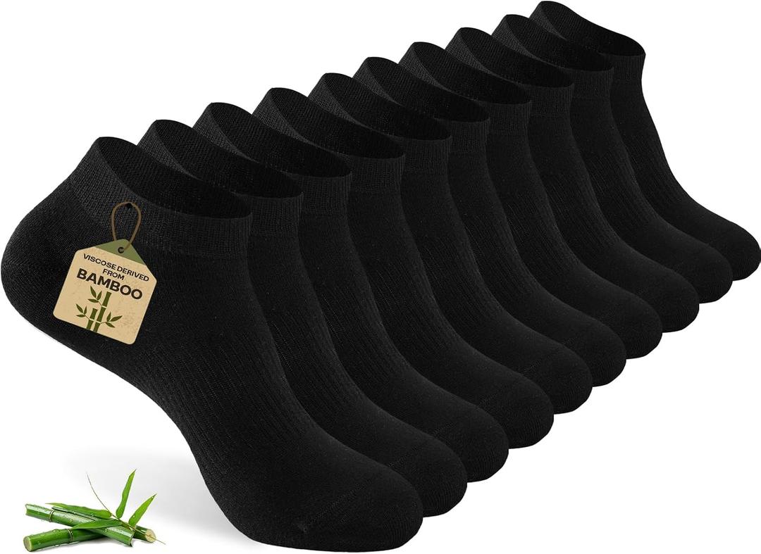 Ultra Thin Ankle Socks for Women, 5 Pairs Bamboo Rayon Low Cut Soft Breathable Seamless Ladies Socks, Lightweight Pastal Colors Black L