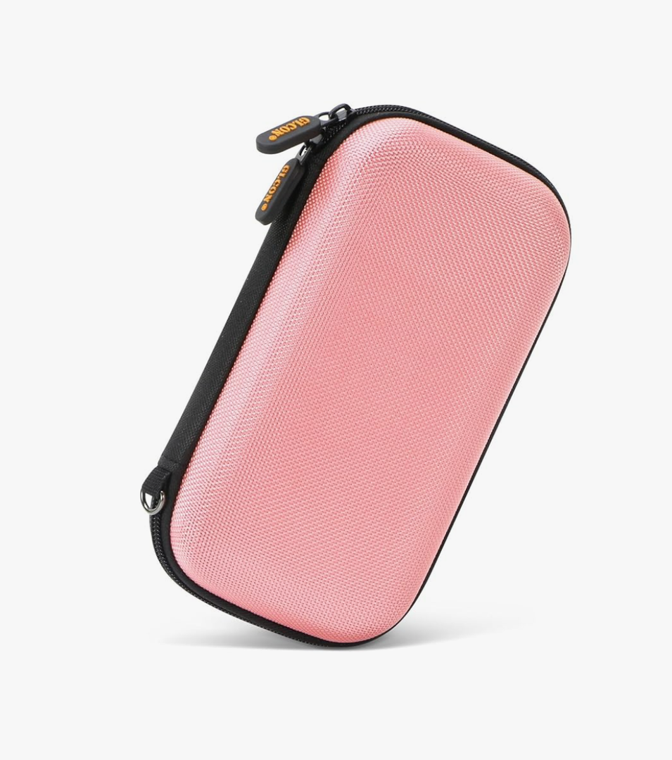 GLCON Electronic Organizer Travel Case - Shockproof Carrying Case Hard Protective Tech Pouch for Power Bank, Earbuds, Hard Drive, Smartphone, Cable, Charger, Adapter - Small Zipper Storage Bag - Pink