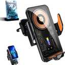 Fast Wireless Car Charger Wireless Charging Phone Mount for Car Magnetic Navigation Car Phone Holder Automatic Smart Sensor Clamping Rotating with Charger Station Fast Wireless Charger Max 120W(Black)