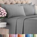 Full 6 Piece Sheet Set - Comfy Breathable & Cooling - Soft Hotel Luxury Bedding Set with 8-16 Inch Deep Pockets - 1 Flat & 1 Fitted Sheet & 4 Pillowcases - Wrinkle Free & Easy Care - Heathered Grey