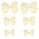 Ivory Bows for Girls,6PCS Hand-made Grosgrain Ribbon Hair Bows Alligator Clips Hair Accessories for Little Teen Toddler Girls Kids (Ivory)