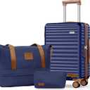 SHOWKOO Carry On Luggage Hardshell Lightweight Luggage Set, Suitcase with Double Spinner Wheels Tsa Lock White 3 piece set Blue (DB/TB/20in)