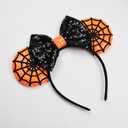 2 x Halloween Mouse Ear Hair Bow Headband with Web, Masquerade Party Headwear for Women Girls