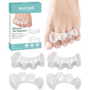 2Pairs Toe Spacers Silicone Gel Toe Separators Correct Women Men Bunion Toes, Soft Toe Spreaders, Hammer Toes Corrector, Big Toe Straightener for Plantar Fasciitis, Foot Relief(Clear)