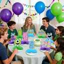 9Pcs Monster Birthday Party Decorations Blue Green Purple Honeycomb Centerpieces Cartoon Monsters Themed Table Toppers for Kids Birthday Baby Shower Party Supplies Table Decoration
