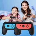 FASTSNAIL Grips Compatible with Nintendo Switch for Joy Con & OLED Model for Joycon, Wear-Resistant Handle Kit and Non-Slip Thumb Grips for Switch Joycon 1 Controller 2 Pack (Black)