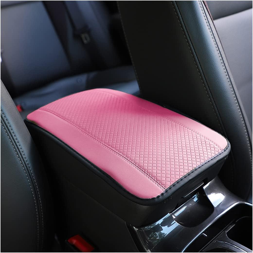 Car Armrest Storage Box Mat, Fiber Leather Car Center Console Cover, Car Armrest Seat Box Cover Accessories Interior Protection for Most Vehicle, SUV, Truck, Car (Pink)
