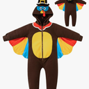 Toddler Boy Girl Turkeys Costume Onesie Thanksgiving Cosplay Hooded Outfits Romper, 3-4 Y