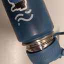 Insulated Water Bottle with Silicone Boot (36hrs Cold/18hrs Hot) - DIY Stickers, Leakproof, BPA Free, 24 oz [2-IN-1 LID] (Cyan)