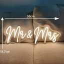 Mrs Neon LED Sign - Size:50x18.7cm - Custom Wedding Wall Neon Sign for Room Bedroom Hanging Neon Light Art Decoration Mrs Sign Personalised Gifts, 50cm