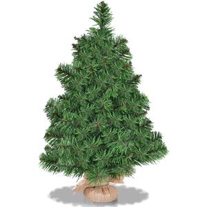 Goplus 2ft Tabletop Mini Christmas Tree, Artificial Small Christmas Tree with 67 PVC Branch Tips, Cloth Bag Base, Green Spruce Xmas Tree for Home, Office Decoration, No Assembly Required