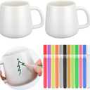 Mifoci 14 Pcs Make Your Own Mug Painted Ceramic Mugs to Paint Kit You Can Decorate Coffee Cup Decorating Kit DIY Ceramic Cup for DIY Create a Keepsake Gift Craft Project for Drinking