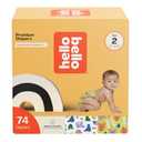 Hello Bello Premium Diapers Size 2, Happy Camper & Live Leaf Love Designs, 74ct Club Box