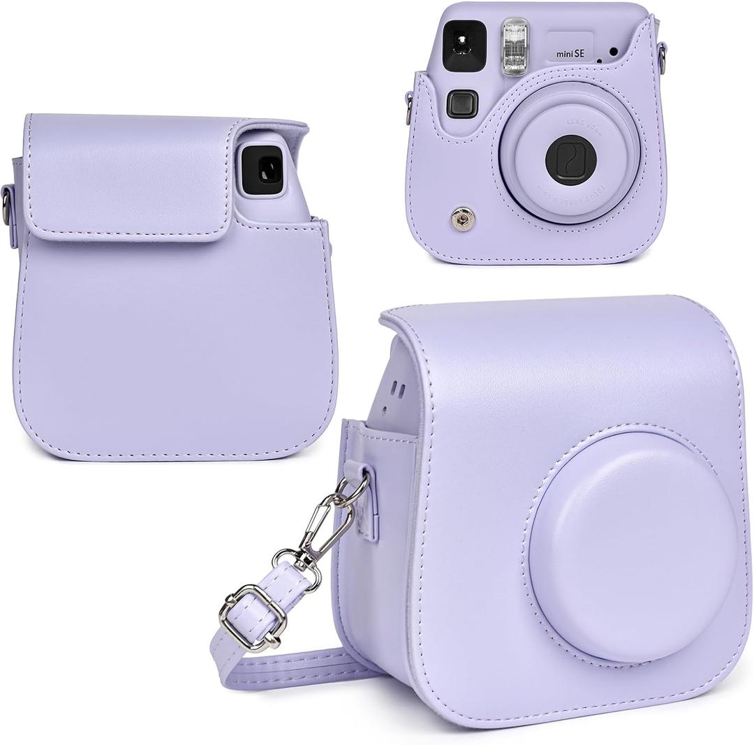 Rieibi PU Leather Protective Case for Fujifilm Instax mini SE/7+ Camera -Adjustable Shoulder Strap for Instax mini SE/7+ Case