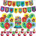 Number Birthday Party Decorations, Cartoon Number Advanture Theme Party Supplies with Banner, Cake Topper, Cupcake Toppers, Balloons for Boys Girls Birthday Baby Shower Party Favors