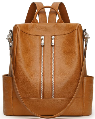 S-ZONE Women Genuine Leather Backpack Casual Convertible Shoulder Bag Purse