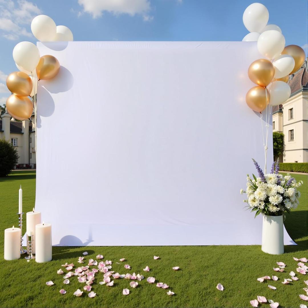 1010ft White Backdrop Curtain for Weeding Parties, Wrinkle-Free Fabric Drape for Baby Shower, Birthday Party Decorations, Photography Photo Booth Background, Single Panel No Sewing, with Rod Pocket