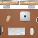 Leather Desk pad Protector, Large Desk mat with Natural Cork & PU Leather,Mouse pad,Non-Slip Office Desk Mat,Waterproof Desk Writing Pad for Office and Home (47in*23.7in, Brown), 47in*23in