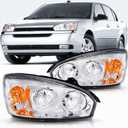 Headlight Assembly Chrome Amber Compatible with 2004 2005 2006 2007 Chevy Malibu (Compatible with 2008 Malibu Classic Model)