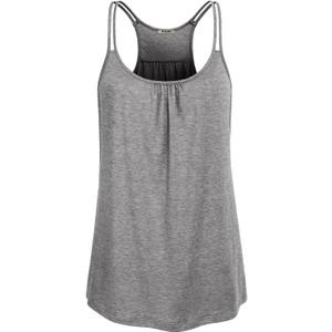 Hibelle Women's Scoop Neck Cute Racerback Yoga Workout Tank Top (Medium, Grey)