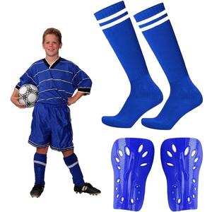 Soccer Shin Guards and Socks for Toddler Kids, Lightweight Soccer Shin Pads & Sleeves Equipment, Protective Defender Gear for 3-6 Years Old Children Boys Girls Sports Game (Blue)