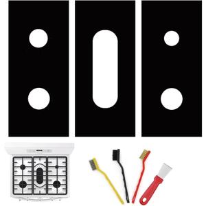 3-Pack Stove Guard for Gas Stoves - 0.3mm 5 burner gas stove protectors with Cleaning Brushes & Scraper, Reusable Burner Covers for Gas Stovetops, Easy-Clean Surface Protection