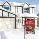2 x Merry Christmas Dogs Garden Flag 12x18 Inch Double Sided Welcome Xmas Winter Seasonal Small Burlap Garden Flags for Porch, Patio, Lawn, Farmhouse, Holiday Decoration
