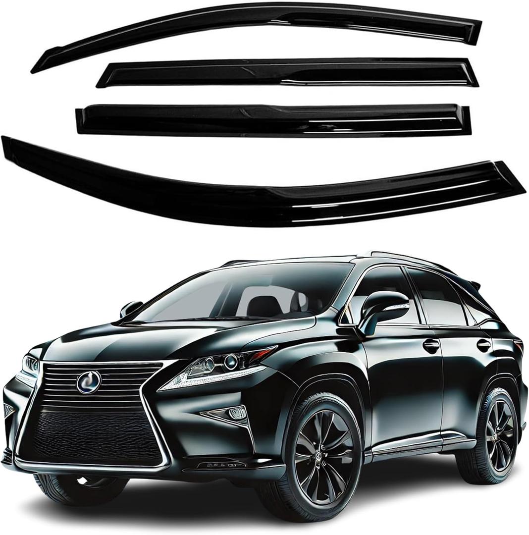 Fit for: Lexus RX350 RX450h 2010 2011 2012 2013 2014 2015-2mm Thick Tape-On Premium Wind Deflectors for Front and Rear Windows, Durable & Sleek Design, Set of 4