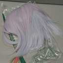 Half and Half Light Pink Purple Mixed Blue Yellow Anime Cosplay Wig 17.7'' Mid-length Rainbow Gradient Costume Wigs Synthetic Hair for Halloween Party Women (Colorful Lu-cy)