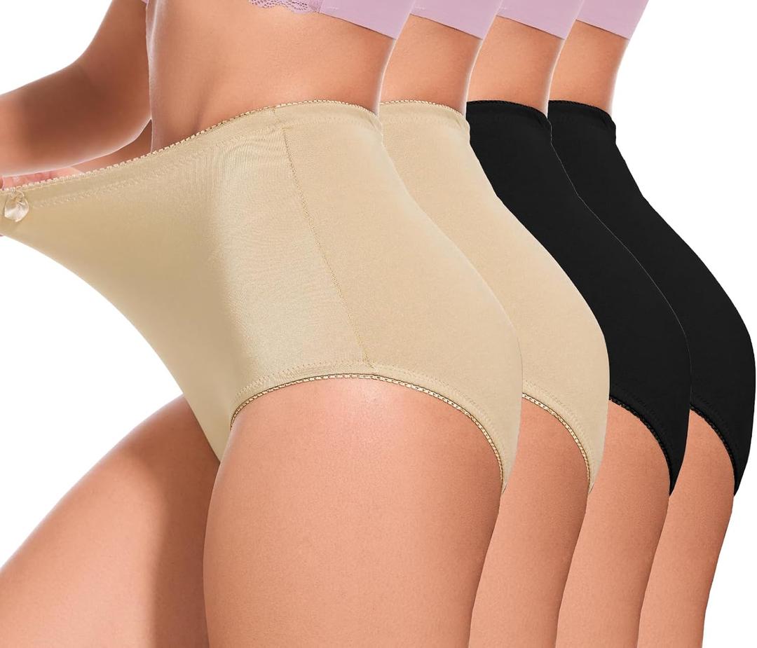 4Pack Women's High-Waist Light Tummy Control Girdle Panties Full Coverage Underwear Ladies Panties for Women, 3XL