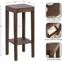 Kate and Laurel Talcott Modern Square Wood Drink Table, 12 x 12 x 28, Dark Brown, Transitional Decorative Two-Tier Pedestal Table for Use as Plant Stand Indoors or Living Room Decor Accent