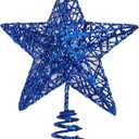 Christmas Tree Star Topper, Xmas Tree Topper Glittered 5 Point Star Treetop for Christmas Tree Ornament (Blue)