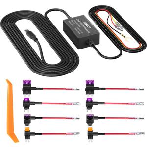 Dash Cam Hard Wire Kit for IIWEY N5/N5 PRO/N6/N7/C3 PRO/C4 PRO/Q7 Model, 4 Meter Dashboard Camera Car Charger Cable Kit, 12V- 24V to 5V,3A Power Adapter with LP/Mini/ATO/Micro2 Fuse for Dash Cam