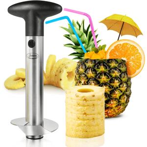 Pineapple Corer, [Upgraded, Reinforced, Thicker Blade] Newness Premium Pineapple Corer Remover (Black)