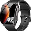 Smart Watch, 2.01" AMOLED Curved Display Fitness Tracker with Answer/Make Calls, Fitness Watch with Fitness and Sleep Trackers, Heart Rate Monitor, Always-On Display, Water Resistant, for Android iOS