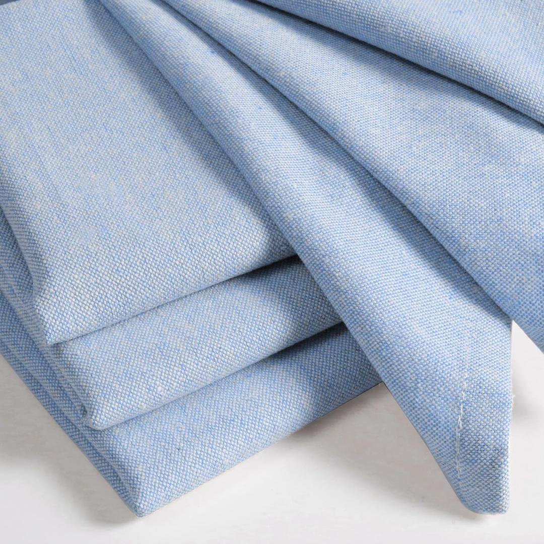 Cloth Napkins 100% Cotton Slub Absorbent Dinner Napkins Set of 4 Blue White Chambray Soft Durable Reusable Washable Ideal