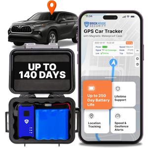 Brickhouse Security GPS Car Tracker - Hidden Tracker for Vehicles - Long Lasting Battery 140-Day LTE GPS Tracking Device for Vehicles with Magnetic Case & Extended Battery - Subscription Required